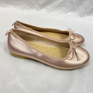 Cat & Jack Girl Chic Ballet Flats with Bow Accent Rose Gold Metallic Size 13